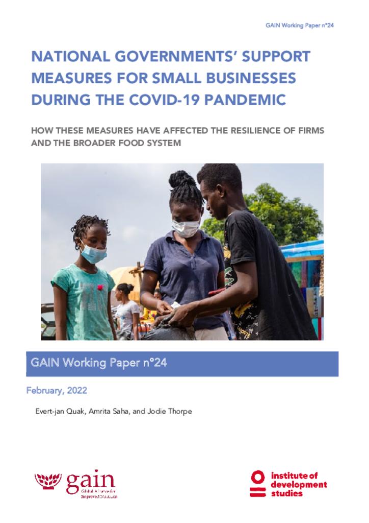 GAIN Working Paper Series 24 - National governments support measures for small business during the COVID-19 pandemic