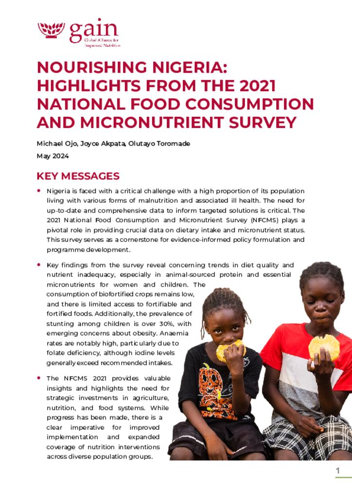 Nourishing Nigeria: Highlights From the 2021 National Food Consumption And Micronutrient…