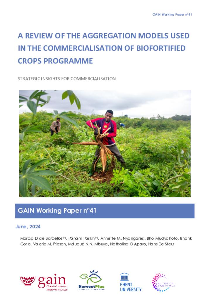 GAIN Working Paper 41: A Review of the Aggregation Models Used in the Commercialisation…