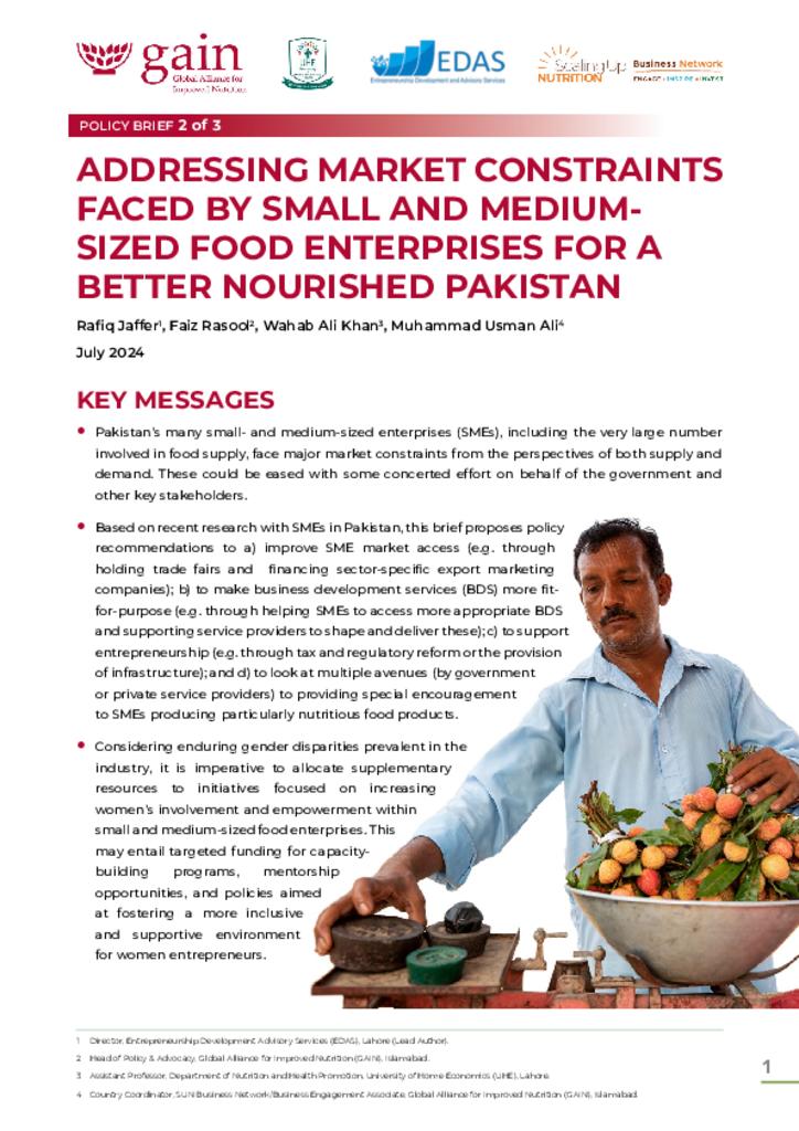 Addressing Market Constraints Faced by Small and Medium-Sized Food