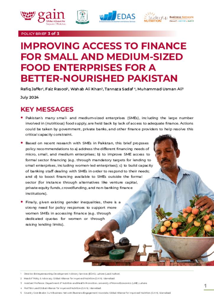 Improving Access to Finance for Small and Medium-Sized Food Enterprises for a Better…