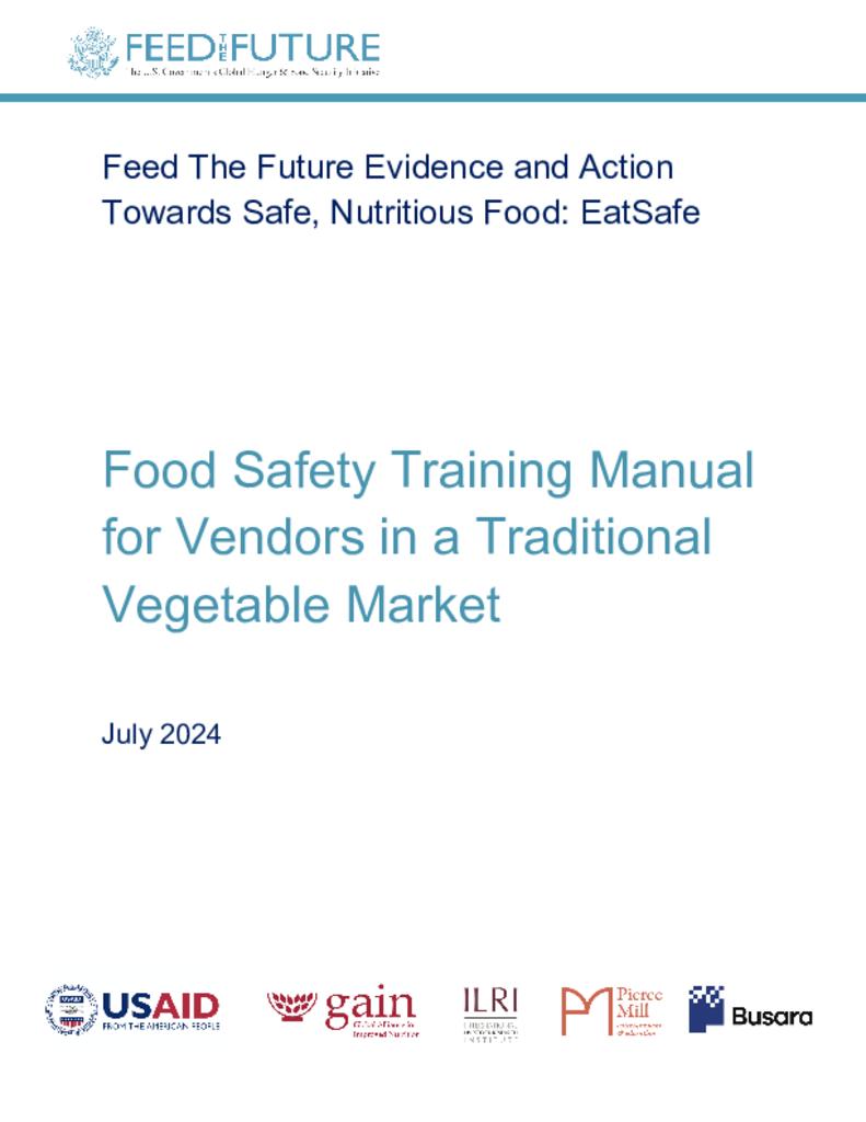 Food Safety Training Manual for Vendors in a Traditional Vegetable Market