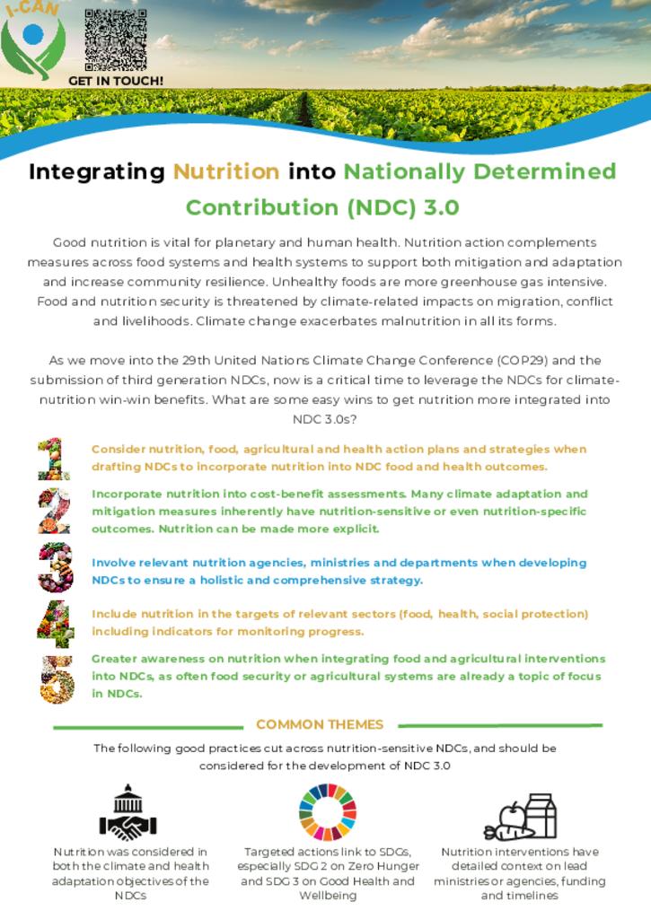 Integrating Nutrition into Nationally Determined Contribution (NDC) 3.0