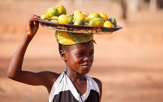 A child carrying fruits 