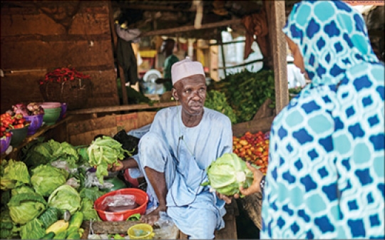 Transaction between fresh food vendor and consumer in a Nigerian traditional market