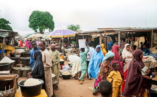 People at an open air market