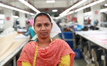 Mala, a quality controller in a garment factory in Bangladesh